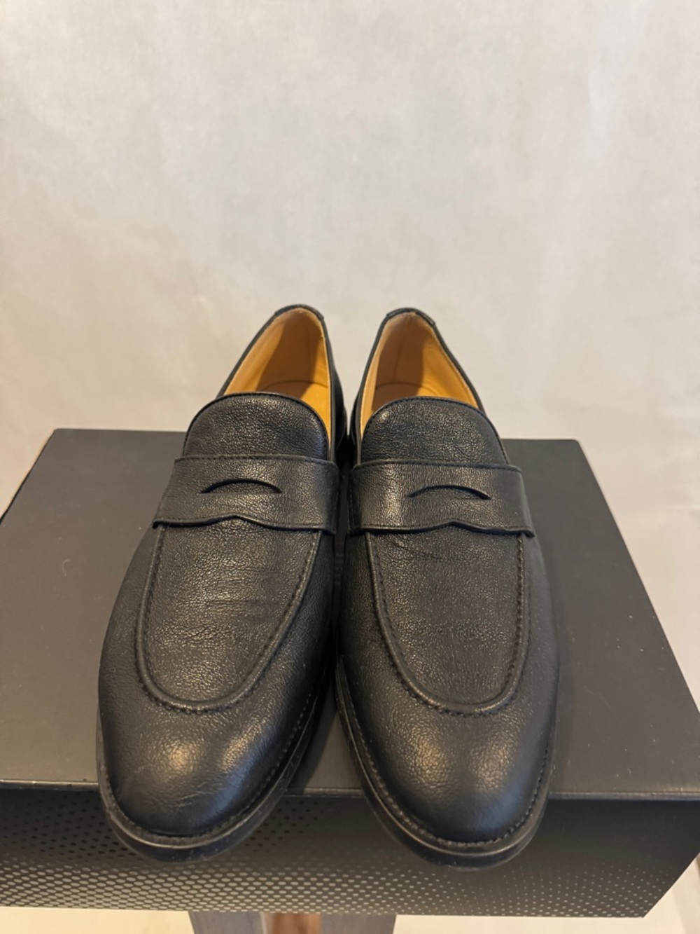 Brunello Cucinelli Black Leather Penny Loafers